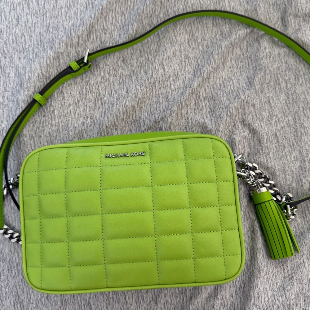 Michael Kors Vibrant Green Quilted Crossbody Bag